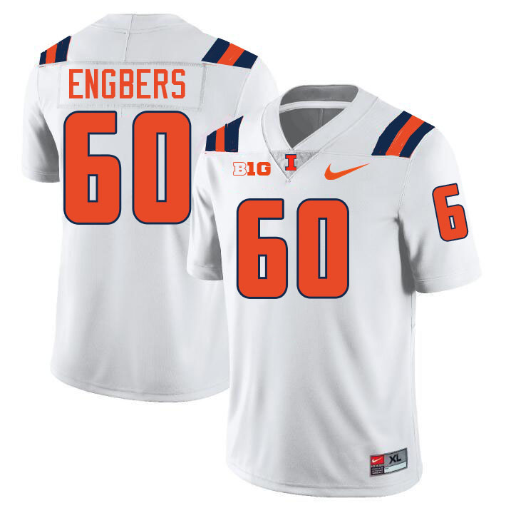 Men #60 Joep Engbers Illinois Fighting Illini College Football Jerseys Stitched-White